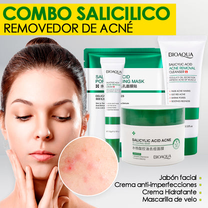 Kit/Combo x 4 Ácido Salicílico Renovación Radiante | Tratamiento Facial Para El Acné - BIOAQUA