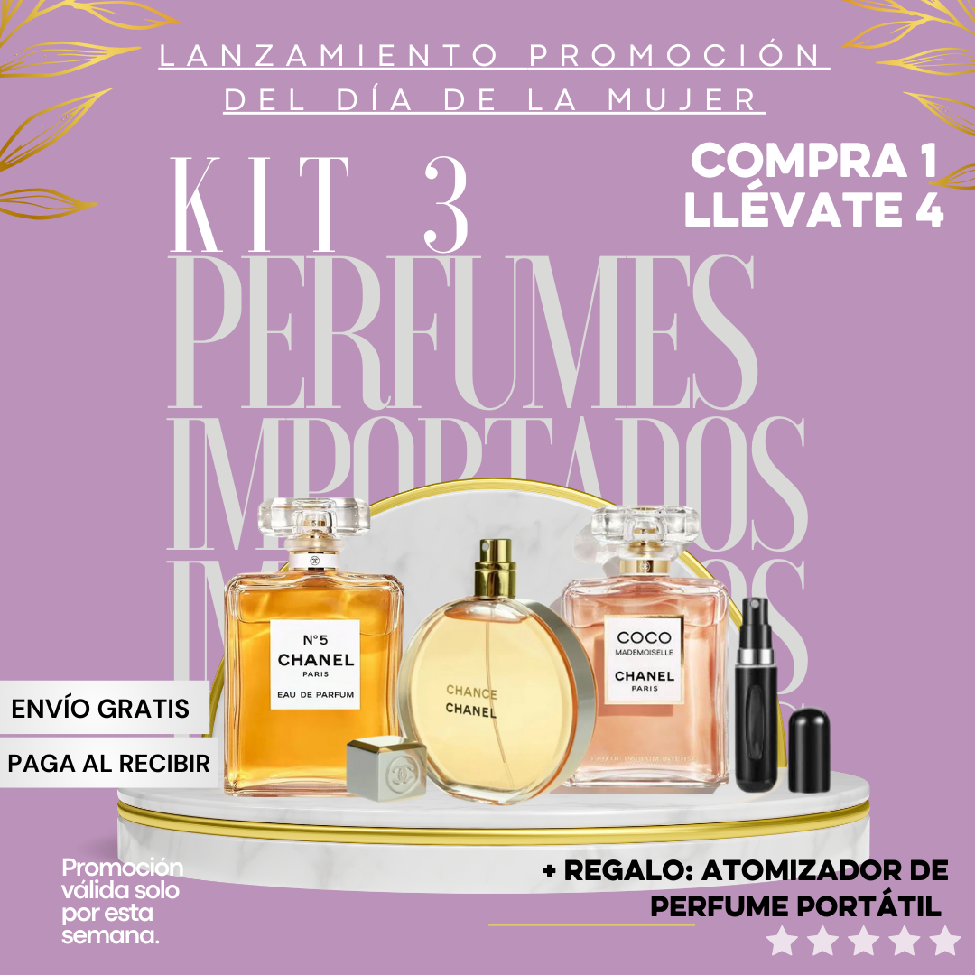 🔥 PROMOCIÓN DÍA DE LA MUJER [COMPRA 1 LLÉVATE 3] - PERFUME CHANCE CHANEL | PERFUME COCO MADEMOISELLE | PERFUME CHANEL 5 + REGALO | [100ML CADA UNO] 🌟 ¡Sólo hoy! 🌟