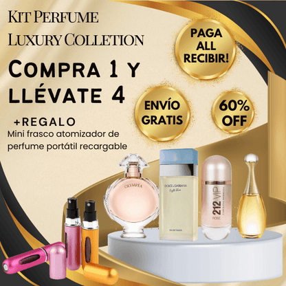 🔥 PROMOCIÓN [COMPRA 1 LLÉVATE 4 + REGALO] LIGHT BLUE, 212 VIP ROSE, JADORE, OLYMPEA + PERFUMERO RECARGABLE - 100 ML