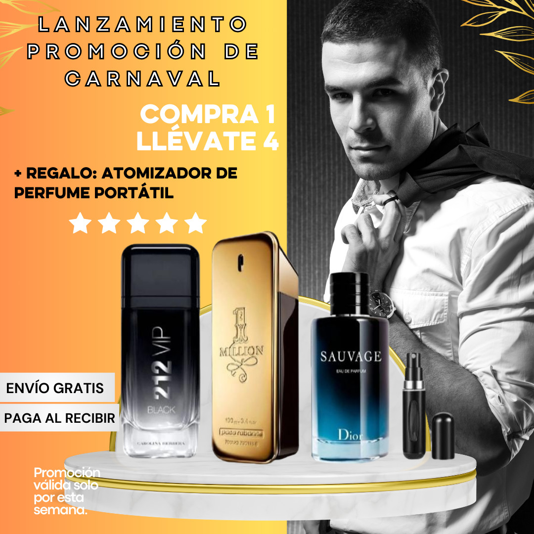 🔥 PROMOCIÓN DE CARNAVAL  [COMPRA 1 LLÉVATE 3] - SAUVAGE | 212 VIP BLACK | ONE MILLION +REGALO 🌟 ¡Sólo hoy!  🌟