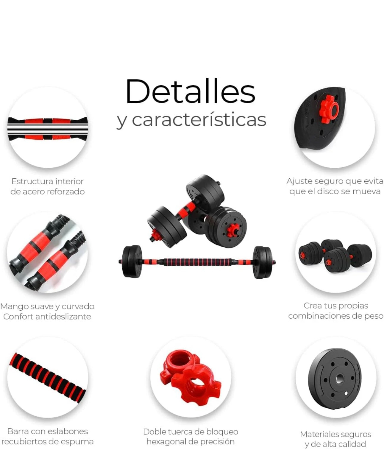 Kit pesas 40 libras PRO Multifuncional + barra larga 1,40 M 💪🏽