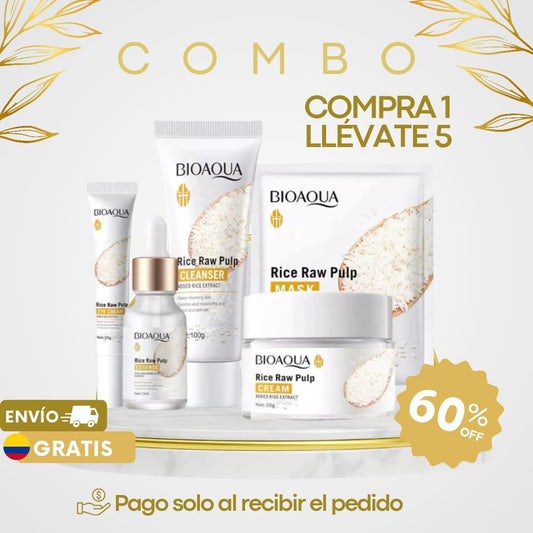🔥 PROMOCIÓN [COMPRA 1 LLÉVATE 5] - COMBO BIOAQUA DE ARROZ | JABÓN FACIAL | CONTORNO DE OJOS | GEL ACLARANTE DE ARROZ | MASCARILLA DE VELO | MASCARILLA NOCTURNA + REGALO MISTERIOSO 😱 🌟 ¡Sólo hoy! 🌟
