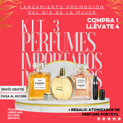 🔥 PROMOCIÓN DÍA DE LA MUJER [COMPRA 1 LLÉVATE 3] - PERFUME CHANCE CHANEL | PERFUME COCO MADEMOISELLE | PERFUME CHANEL 5 + REGALO | [100ML CADA UNO] 🌟 ¡Sólo hoy! 🌟