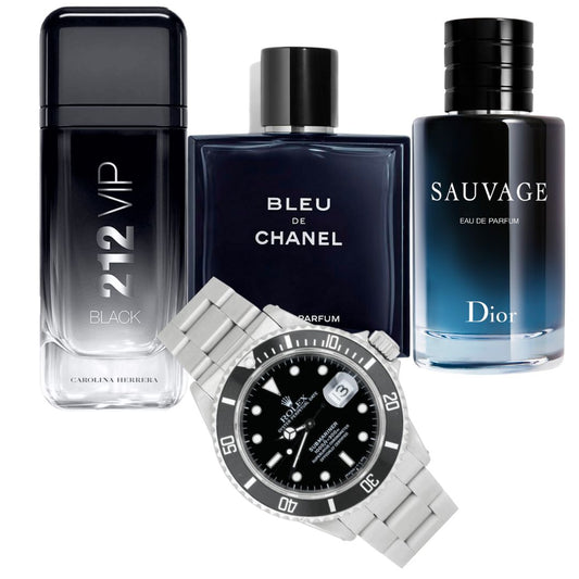 🔥 PAGA 2 LLEVA 4 🔥 3 PERFUMES IMPORTADOS + 1 RELOJ DE LUXO